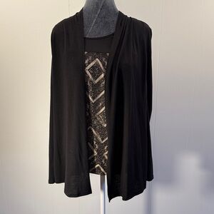 AGB Black Open-Front Women's top Sz L